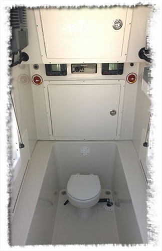 Toilet on board our fishing charter boat